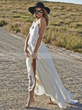Ivory Wedding Dresses,Beach wedding Dress,Chiffon Wedding Dress,Floor Length Bridal Dress,WD00051