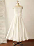 Ivory Wedding Dresses,Calf Length Wedding Dress,Chiffon Wedding Dress,Modest Bridal Dress,WD00130