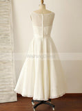 Ivory Wedding Dresses,Calf Length Wedding Dress,Chiffon Wedding Dress,Modest Bridal Dress,WD00130