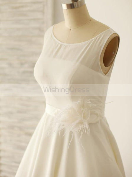Ivory Wedding Dresses,Calf Length Wedding Dress,Chiffon Wedding Dress,Modest Bridal Dress,WD00130
