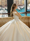 Ivory Wedding Dresses,High Neck Wedding Dress,Satin Wedding Dress,Modest Bridal Gown,WD00135