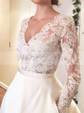 Ivory Wedding Dresses,Wedding Dress with Sleeves,Wedding Dress with Pockets,WD00217
