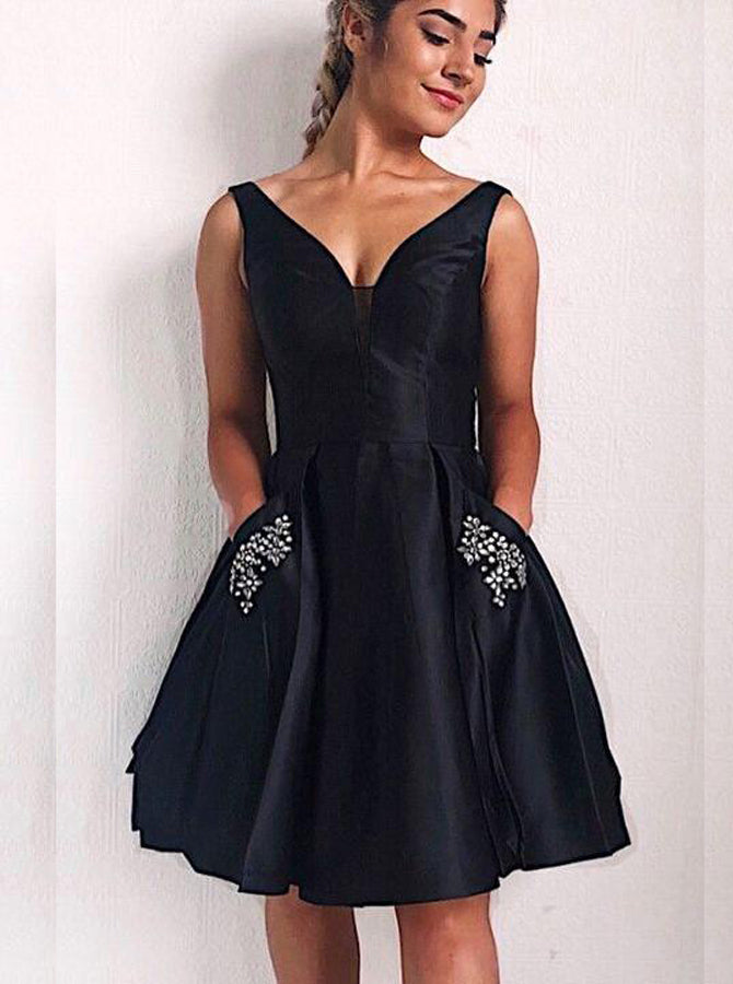 Black Cocktail Dresses,Sexy Homecoming Dress,Fashion Cocktail Dress,CD