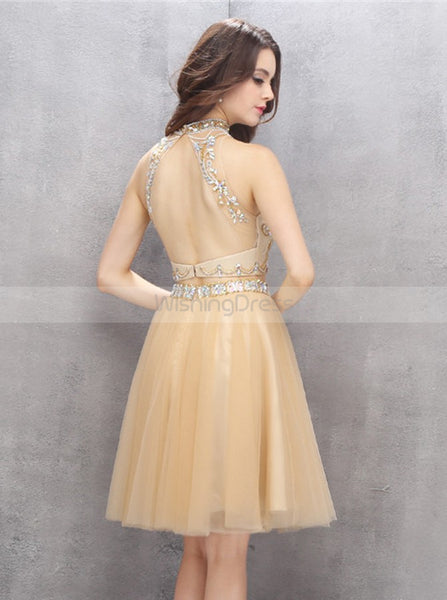 Knee Length Homecoming Dresses,High Neck Homecoming Dress,Two Piece Homecoming Dress,HC00116