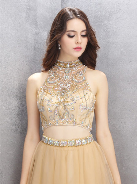 Knee Length Homecoming Dresses,High Neck Homecoming Dress,Two Piece Homecoming Dress,HC00116