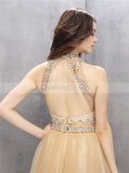 Knee Length Homecoming Dresses,High Neck Homecoming Dress,Two Piece Homecoming Dress,HC00116