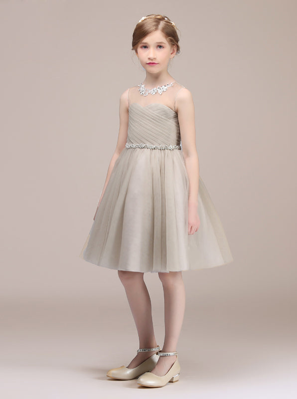 Knee Length Junior Bridesmaid Dress,White Tulle Flower Girl Dress,JB00023, J14 / Skyblue Knee Length Junior Bridesmaid Dress,White Tulle Flower Girl Dress,JB00023, J14 / Skyblue