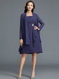 Knee Length Mother of the Bride Dress with Jacket,Simple Mother Dress,MD00025