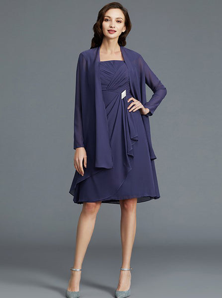 Knee Length Mother of the Bride Dress with Jacket,Simple Mother Dress,MD00025