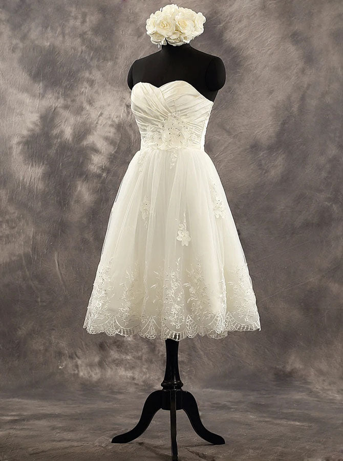 Knee Length Sweetheart Neckline Wedding Dresses,Reception Wedding Dress with Corset Back,WD00542, US16 / Ivory Knee Length Sweetheart Neckline Wedding Dresses,Reception Wedding Dress with Corset Back,WD00542, US16 / Ivory