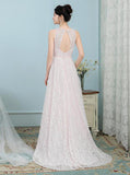 Lace Bridesmaid Dresses,Blush Bridesmaid Dress,Bridesmaid Dress with Train,BD00216