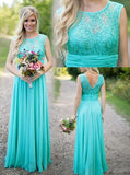 Lace Chiffon Bridesmaid Dress,Long Bridesmaid Dress,Vintage Bridesmaid Dress,BD00006