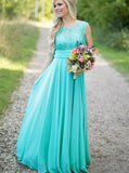 Lace Chiffon Bridesmaid Dress,Long Bridesmaid Dress,Vintage Bridesmaid Dress,BD00006
