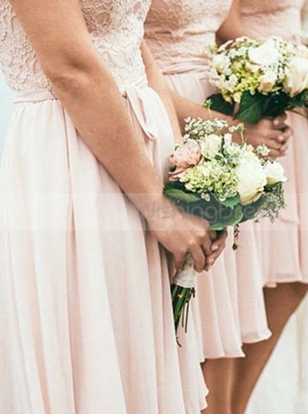 Lace Chiffon Bridesmaid Dress,Short Bridesmaid Dress,Elegant Bridesmaid Dress,BD00031