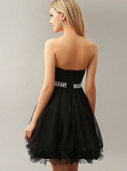 Black Homecoming Dresses,Tulle Homecoming Dress,Short Homecoming Dress,HC00044