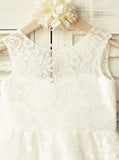 Lace Flower Girl Dress,Flower Girl Dress with Bow,Birthday Dress,FD00118