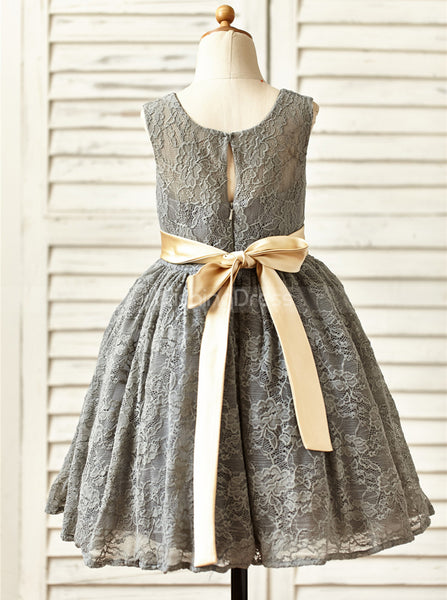 Lace Flower Girl Dress,Girl Party Dress,Tea Length Flower Girl Dress,FD00060
