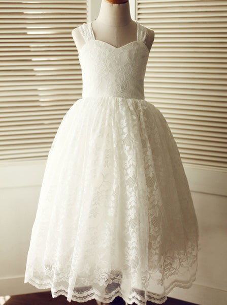 Lace Flower Girl Dresses,Full Length Flower Girl Dress,FD00100