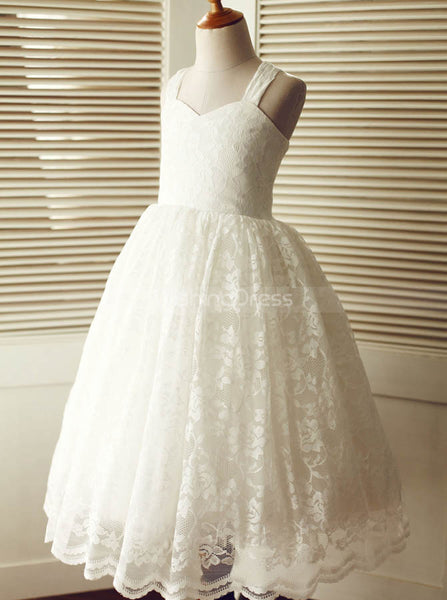 Lace Flower Girl Dresses,Full Length Flower Girl Dress,FD00100