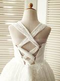 Lace Flower Girl Dresses,Full Length Flower Girl Dress,FD00100