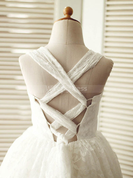 Lace Flower Girl Dresses,Full Length Flower Girl Dress,FD00100