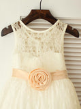 Lace Flower Girl Dresses,Full Length Flower Girl Dress,Vintage Flower Girl Dress,FD00088