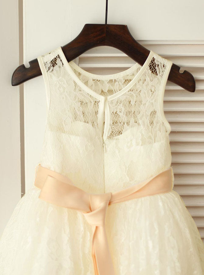 Lace Flower Girl Dresses,Full Length Flower Girl Dress,Vintage Flower Girl Dress,FD00088, Child13 / Ivory