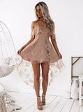 Lace Homecoming Dresses,High Low Homecoming Dress,Spaghetti Straps Homecoming Dress,HC00071