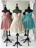 Lace Homecoming Dresses,Sweetheart Homecoming Dress,Lace Bridesmaid Dress,HC00192