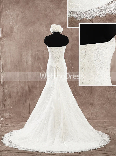 Lace Mermaid Wedding Dress,Strapless Bridal Dress,WD00597
