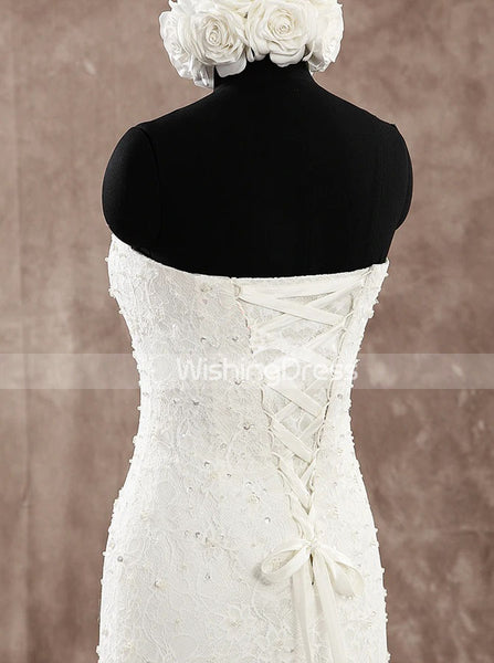 Lace Mermaid Wedding Dress,Strapless Bridal Dress,WD00597