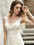 Lace Mermaid Wedding Dress with Cutout Back,Fitted Bridal Gown,WD00490