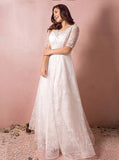 Lace Plus Size Wedding Dresses,Floor Length Plus Size Wedding Dress,WD00320
