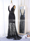 Lace Prom Dress,Black Prom Dress,Mermaid Prom Dress,Backless Prom Dress,PD00227
