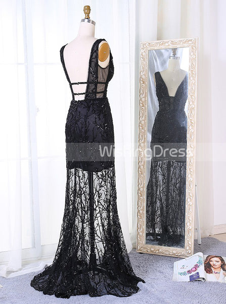 Lace Prom Dress,Black Prom Dress,Mermaid Prom Dress,Backless Prom Dress,PD00227