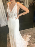 Lace Sheath Wedding Dress,Boho Wedding Dress Outdoor,WD00630