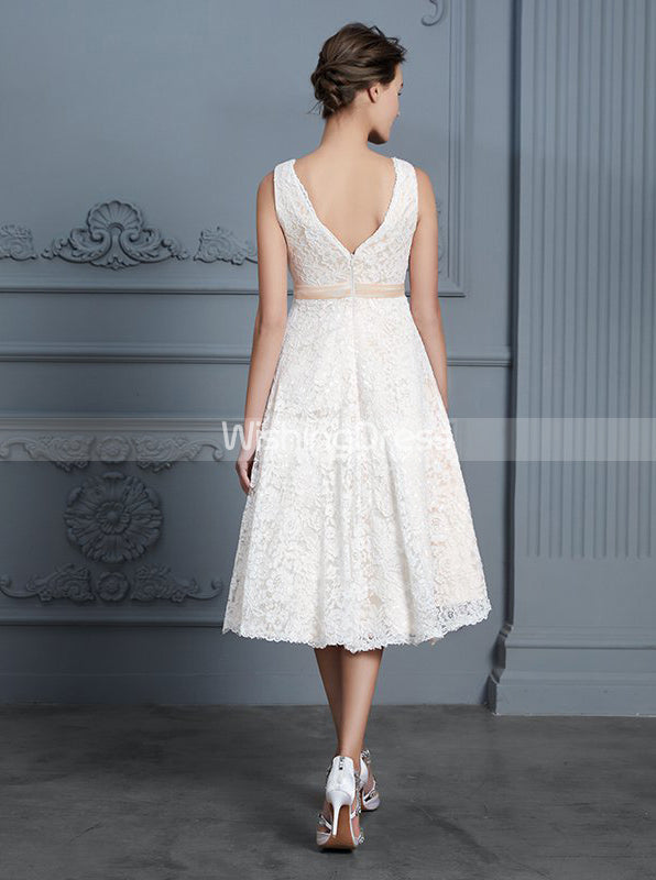 Lace Short Wedding Dresses,Reception Dresses,Beach Wedding Dress,WD00308, US24W / Ivory Lace Short Wedding Dresses,Reception Dresses,Beach Wedding Dress,WD00308, US24W / Ivory