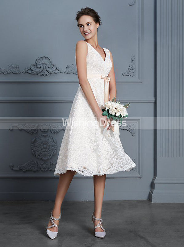 Lace Short Wedding Dresses,Reception Dresses,Beach Wedding Dress,WD003