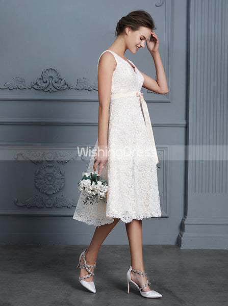 Lace Short Wedding Dresses,Reception Dresses,Beach Wedding Dress,WD00308