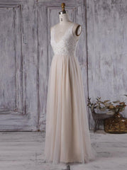 tulle surplice bridesmaid dress with lace back Two Piece Ivory Lace Top Tulle Bottom Country Wedding Bridesmaid Dress –  AlineBridal