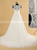 Lace Wedding Dress,Modest A-line Bridal Dress with Belt,WD00563