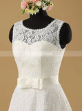 Lace Wedding Dress,Modest A-line Bridal Dress with Belt,WD00563