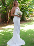Lace Wedding Dress,Open Back Bridal Dresses,Spaghetti Strap Wedding Dress,Boho Bridal Dress,WD00220