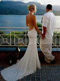 Lace Wedding Dress,Open Back Bridal Dresses,Spaghetti Strap Wedding Dress,Boho Bridal Dress,WD00220