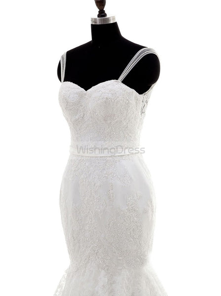 Lace Wedding Dress,Vintage Wedding Dresses,Mermaid Bridal Dress with Straps,WD00049