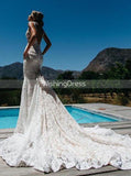 Lace Wedding Dress with Pockets,Fitted Mermaid Wedding Dress,WD00499
