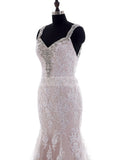 Lace Wedding Dress with Straps,Mermaid Wedding Dress,Backless Wedding Dress,WD00004