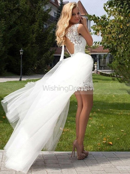 Lace Wedding Dress with Tulle Skirt,Beach Wedding Dress,Informal Wedding Dress,WD00122