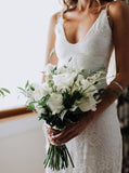 Lace Wedding Dresses,Boho Wedding Dress,Spaghetti Straps Wedding Dresses,Beach Bridal Dress,WD00081