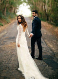 Lace Wedding Dresses,Rustic Wedding Dress,Long Sleeves Wedding Dress,Sexy Bridal Dress,WD00116